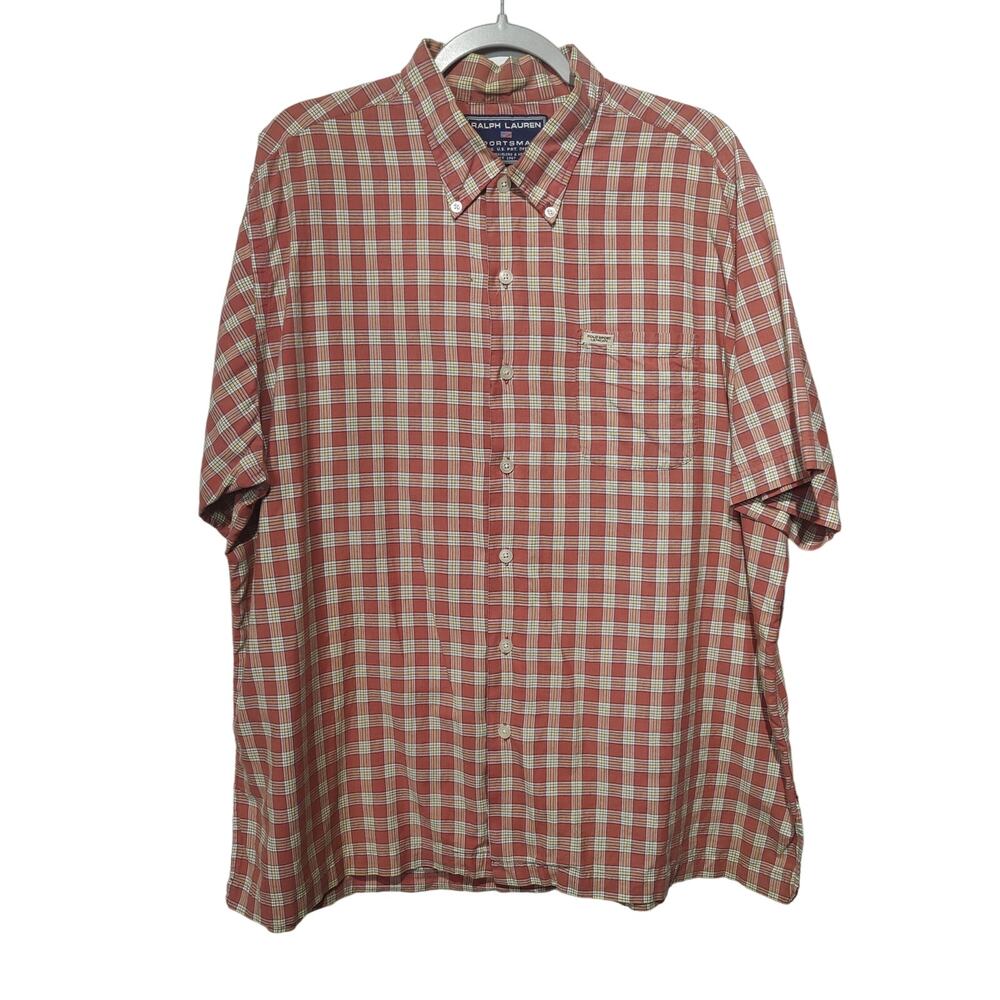 Ralph Lauren Sportsman Men's Sz XL Plaid Short Sleeve Button Down Collared Shirt